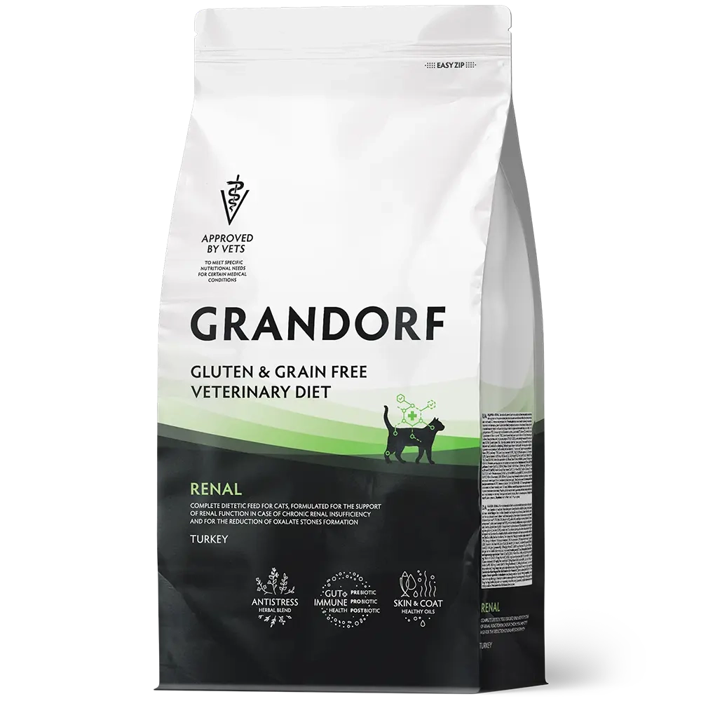 GRANDORF RENAL сухой корм для кошек / для поддержания функции почек при хронической или временной почечной недостаточности(2 кг)