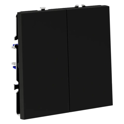 VLS020608 Выключатель с самовозвратом встраиваемый VOLTUM S70 двухклавишный 10А, (черный матовый). (ТМ Maytoni)