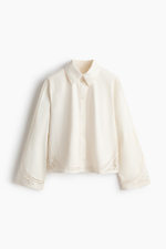 Хлопковый жакет с вышивкой — Кремовый — H&M 1344838