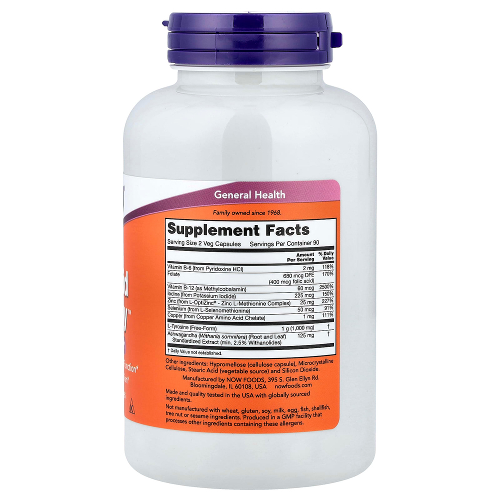 NOW Foods, Thyroid Energy™, добавка для здоровья щитовидной железы, 180 растительных капсул