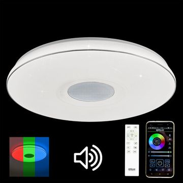 Потолочный светодиодный музыкальный светильник с Bluetooth и пультом CL703M100 белый/хром+Старлайт Light & Music Citilux