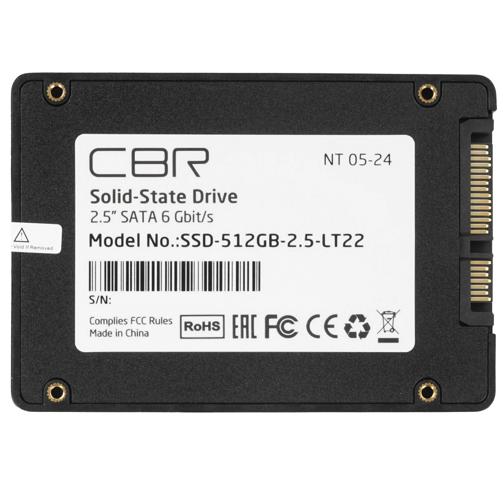 CBR SSD-512GB-2.5-LT22, Внутренний SSD-накопитель, серия ″Lite″, 512 GB, 2.5″, SATA III 6 Gbit/s, SM2259XT, 3D TLC NAND, R/W speed up to 550/520 MB/s, TBW (TB) 256