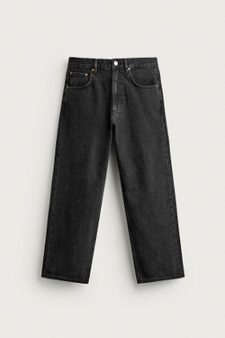 ZARA УКОРОЧЕННЫЕ ДЖИНСЫ LOOSE FIT, УГОЛЬНЫЙ