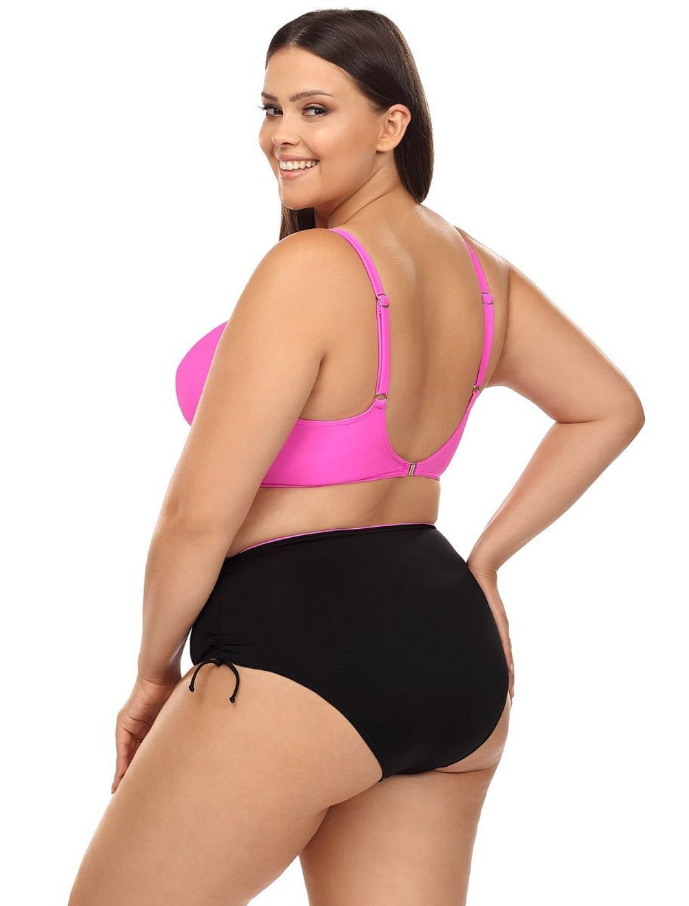Розово-черный раздельный купальник plus size (Размер: 85F/42) (Цвет: розовый с черным)