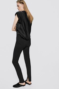 Massimo Dutti Туфли на низком каблуке с открытой пяткой и меховой отделкой - Limited Edition, черный