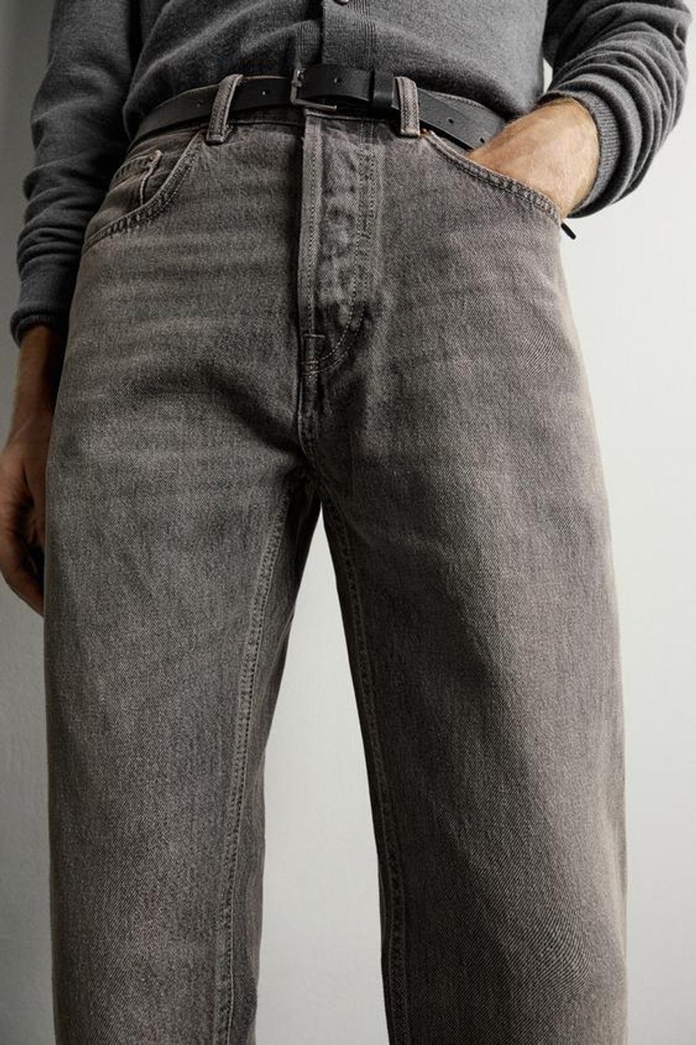 ZARA ДЖИНСЫ STRAIGHT LEG, СЕРЫЙ