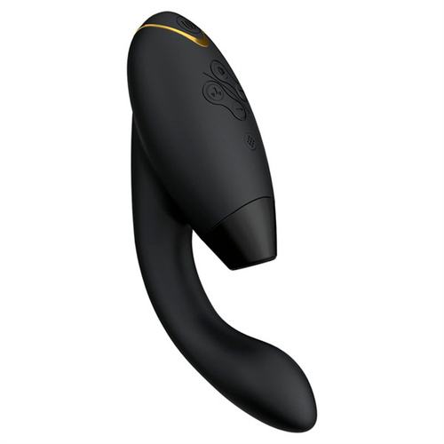 Черный вибратор 20,3см с вакуумным стимулятором Womanizer Duo 2 Black WZ142SG9