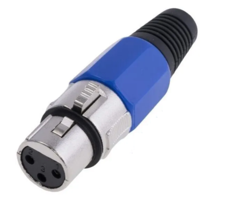 Акустический разъём XLR, 3-х контактный, "мама" (синий)