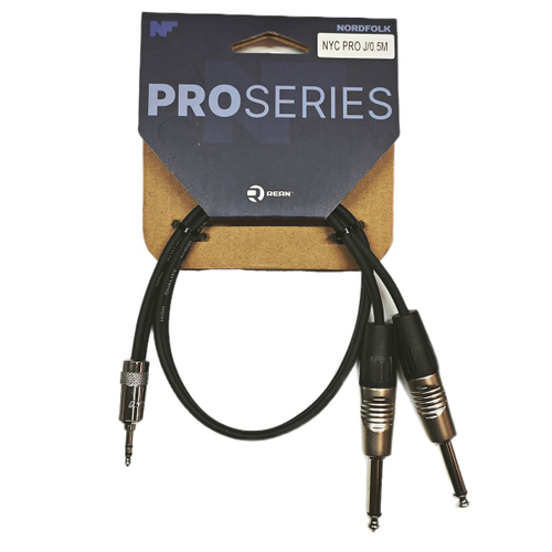 Nordfolk NYC PRO J/0.5M кабель 3.5 мм stereo - 2 x 6,3 мм mono, разъемы REAN, 0.5 м.