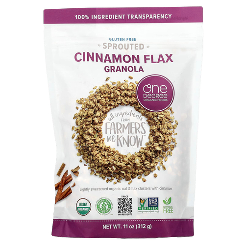 One Degree Organic Foods, гранола из пророщенной корицы и льна, 312 г (11 унций)