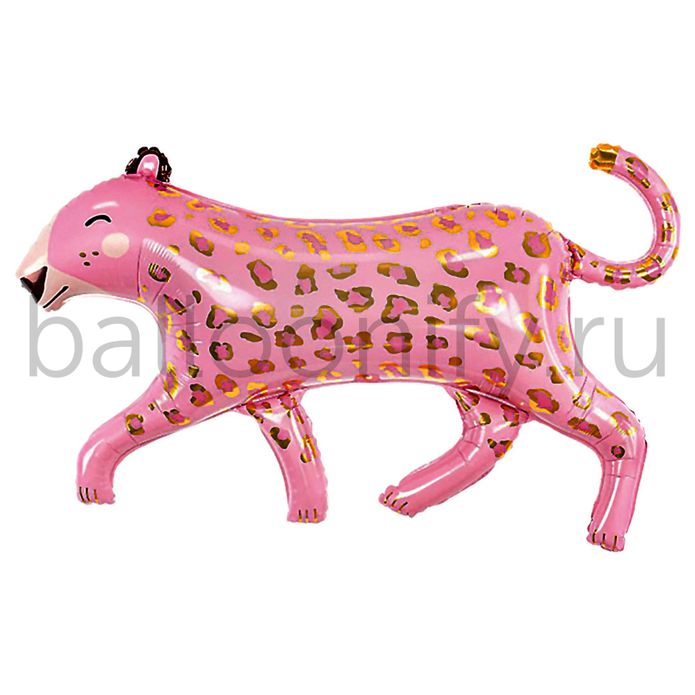 Шар (37''/94 см) Фигура, Леопард, Розовый, 1 шт. в уп.