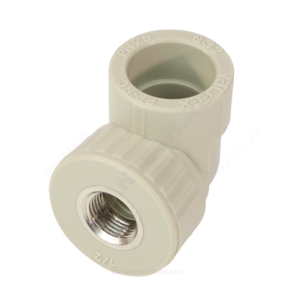 Угольник PP-R комбинированный серый Дн 32х3/4" ВР VALFEX 10125132Г
