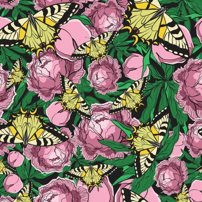 Бабочки в пионах/ Butterflies in peonies
