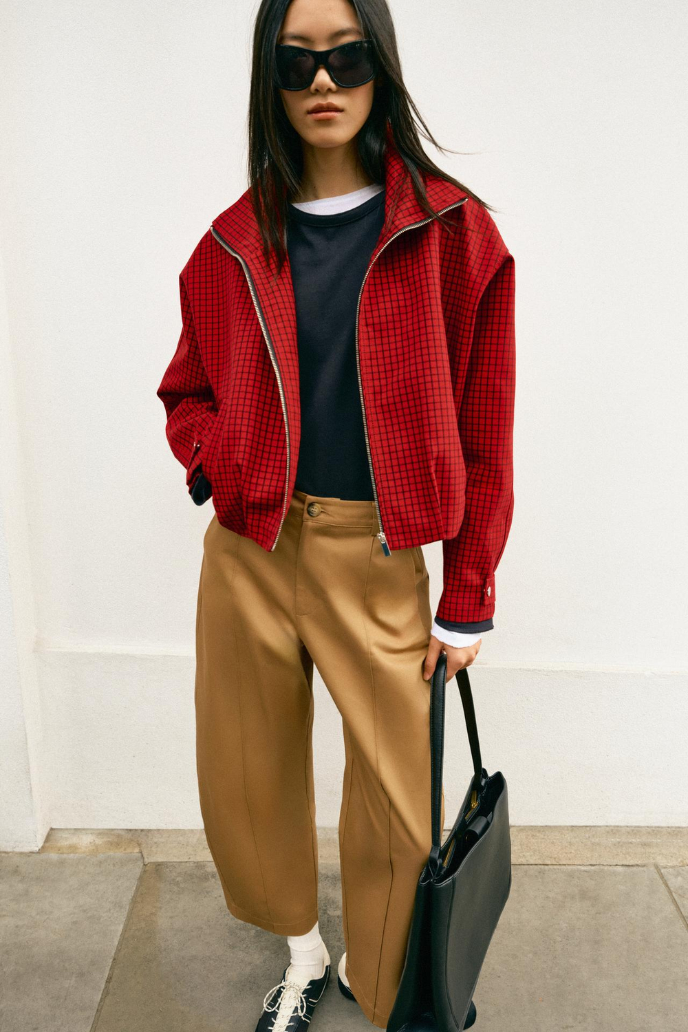 ZARA БРЮКИ BARREL СО СТРОЧКОЙ, РЫЖЕВАТО-КОРИЧНЕВЫЙ