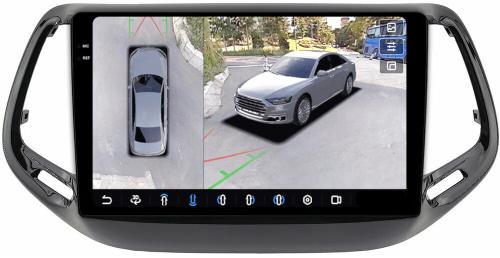 Магнитола для Jeep Compass 2 2016-2022 - FarCar BX1008M-360 монитор 10.36" 2K QLED на Android 13, Быстрая, CarPlay, 4G SIM-слот, 4 камеры в комплекте