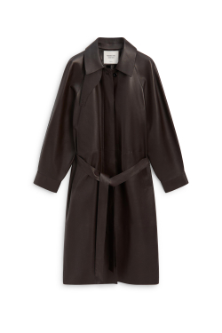Massimo Dutti Длинный тренч из кожи наппа - Limited Edition, шоколадно-ричневый
