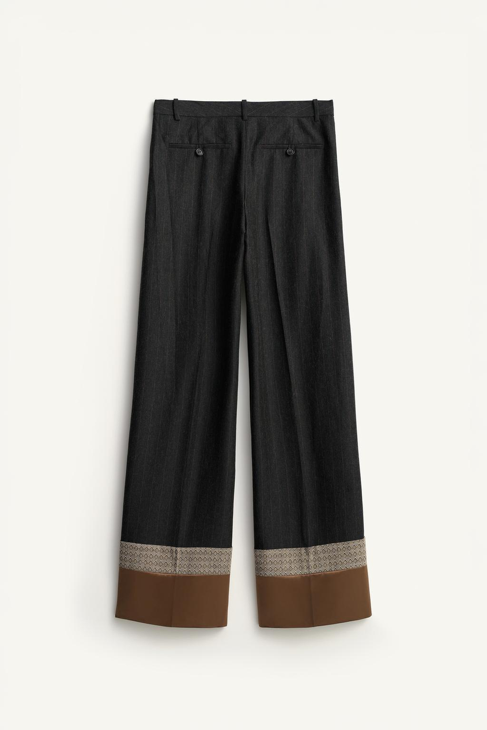 ZARA БРЮКИ В ПОЛОСКУ С КОНТРАСТНЫМ НИЗОМ — LIMITED EDITION, ЧЕРНЫЙ