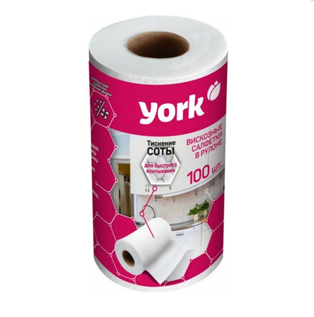 Салфетки Соты универсв рулоне YORK 100 шт 225 х 250 мм
