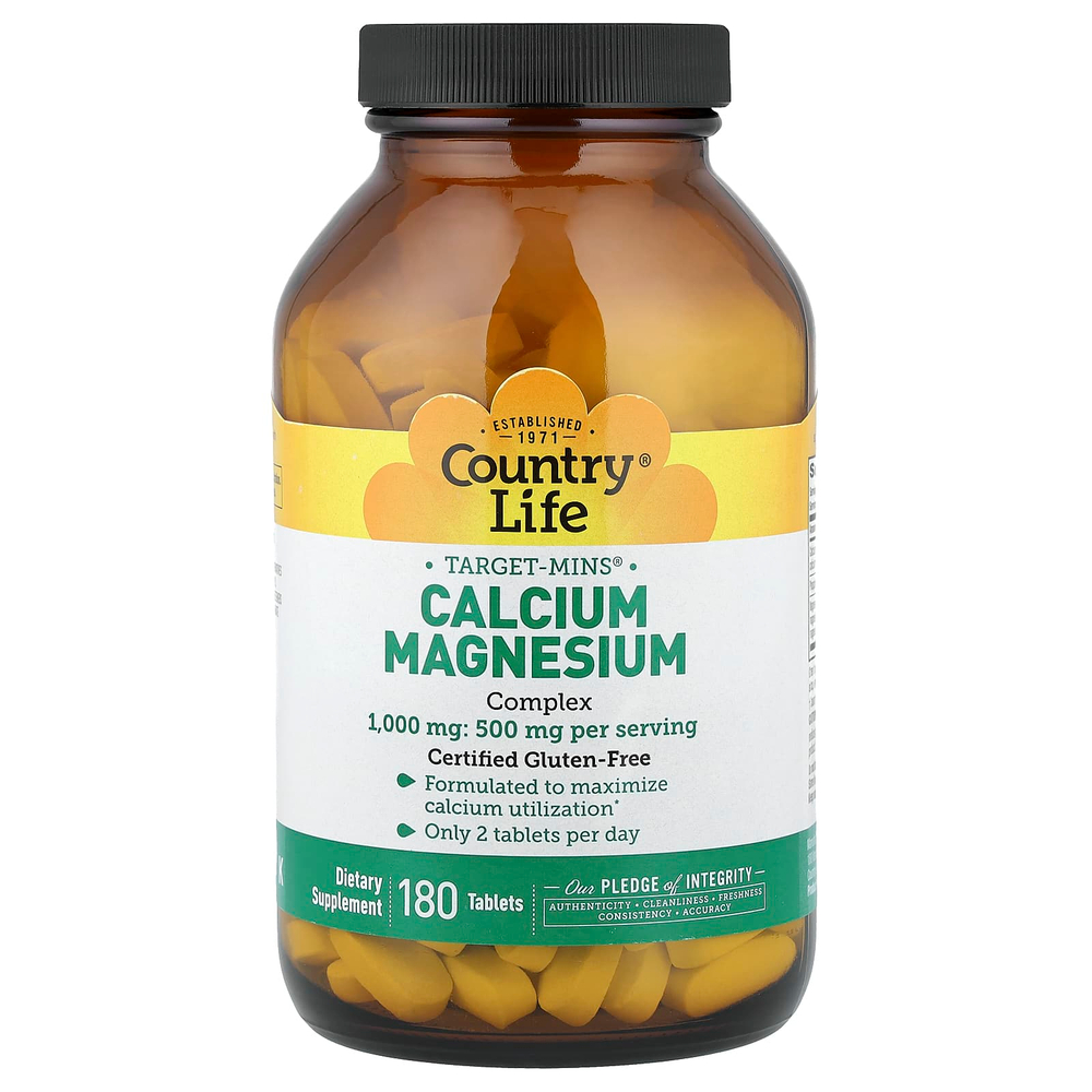 Country Life, Target-Mins®, комплекс с кальцием и магнием, 180 таблеток