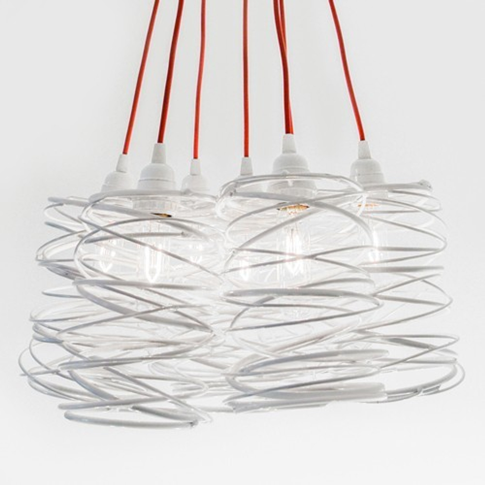 Spiral Nest Cluster 7 Light Chandelier, Copper -Open Box