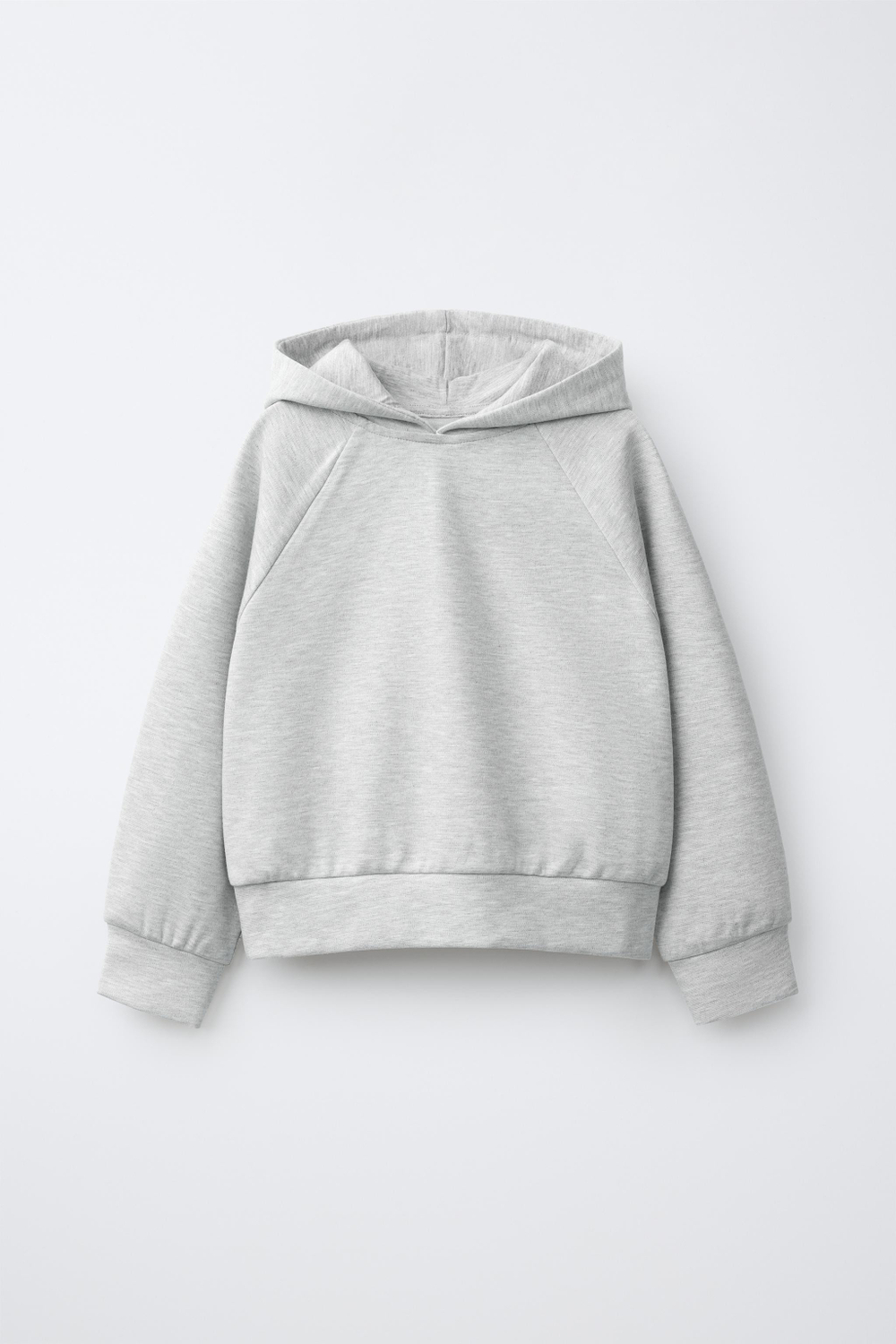 ZARA ОДНОТОННАЯ ТОЛСТОВКА С КАПЮШОНОМ ИЗ INTERLOCK, СЕРЫЙ МЕЛАНЖ