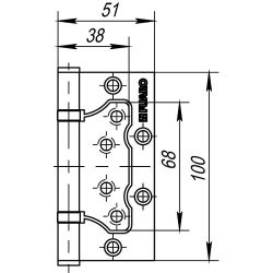 Петля универсальная без врезки FUARO 500-2BB/BL 100x2,5 SC сатин.хром /31057/ (1 шт)