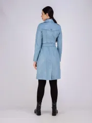 Тренч длинный кожаный с поясом плащ на весну