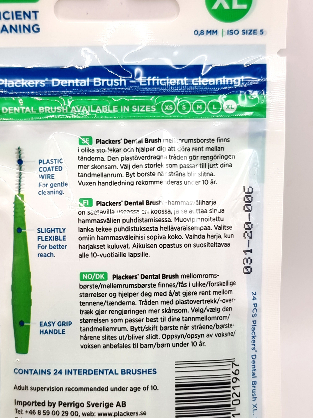 Межзубные ершики Plackers Dental Brush XL 0,8 мм 24 шт. зеленая