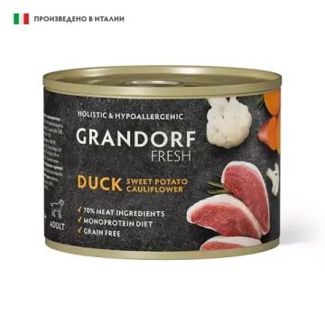 Grandorf fresh для собак всех пород Паштет из утки с бататом и цветной капустой