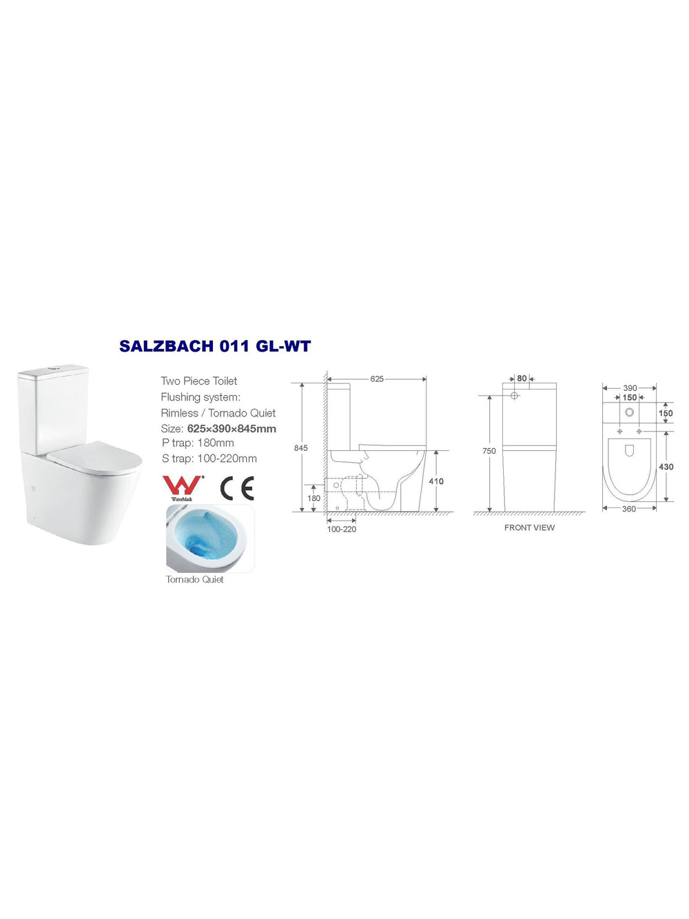 Унитаз компакт белый глянец WeltWasser WW SALZBACH 011 GL-WT  10000011688 белый глянец