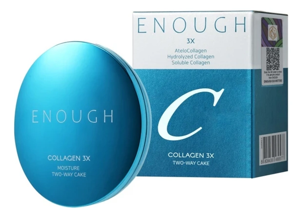 Enough Collagen 3X Moisture Two-Way Cake SPF28 PA++#13N, 13g+13g Пудра для лица с коллагеном тон №13 светлый беж + запасной блок, 13 гр+13 гр