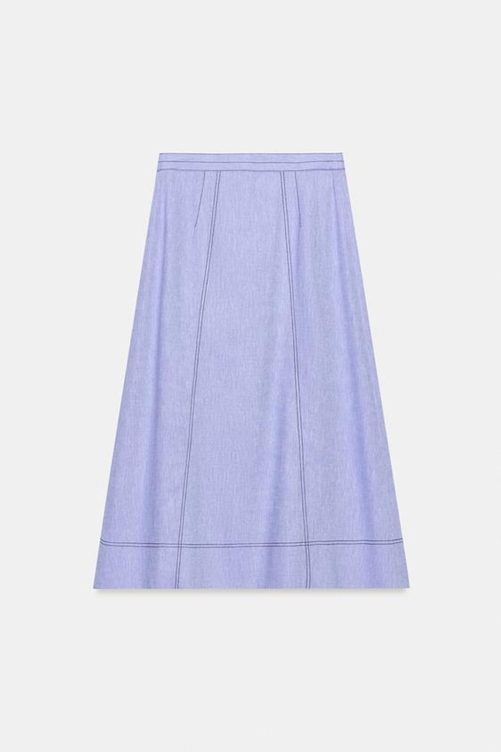 ZARA ЛЬНЯНАЯ ЮБКА НА ЗАПÁХЕ СО СТРОЧКОЙ, ГОЛУБОЙ