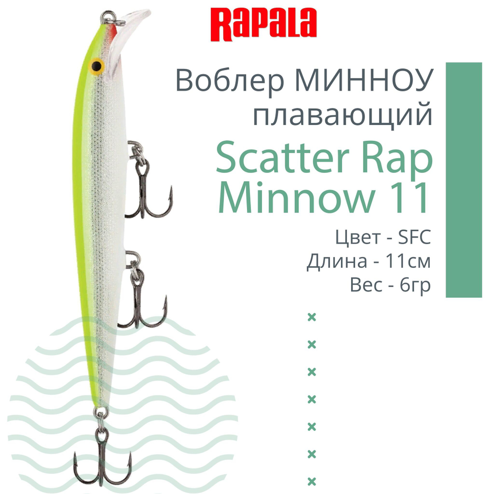 Воблер Scatter Rap Minnow 11, 11см, 6гр, цвет GOL, плавающий