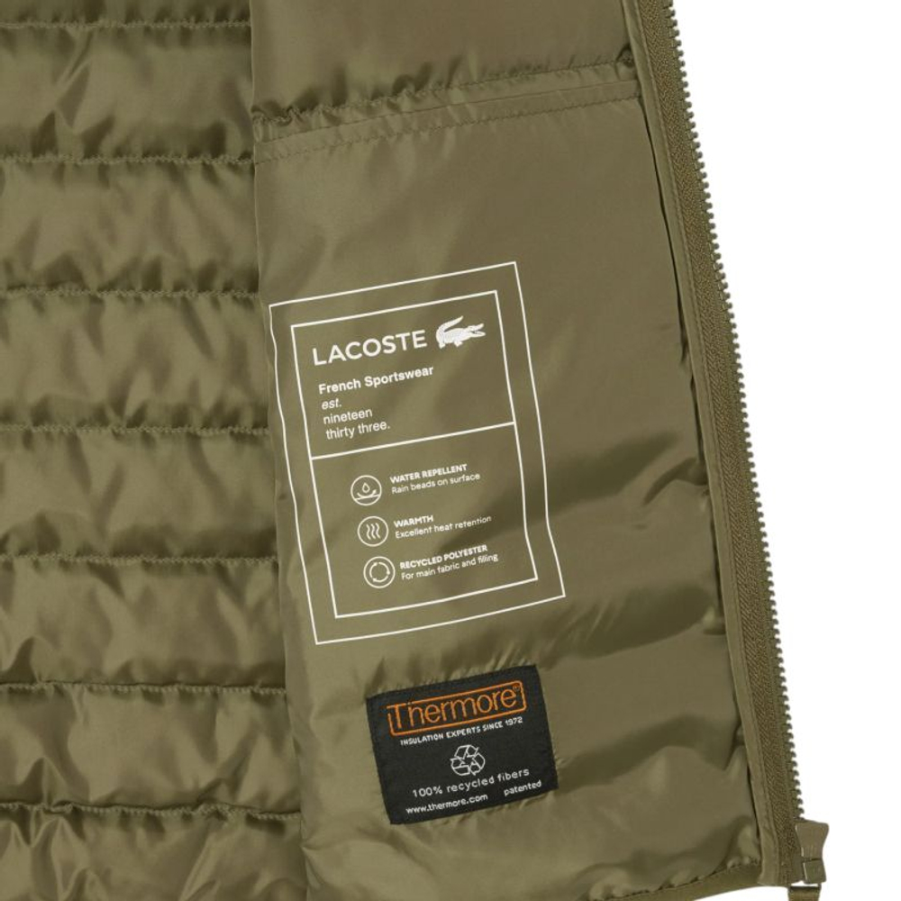 Теннисная жилетка Lacoste Water Repellent Puffed - green khaki