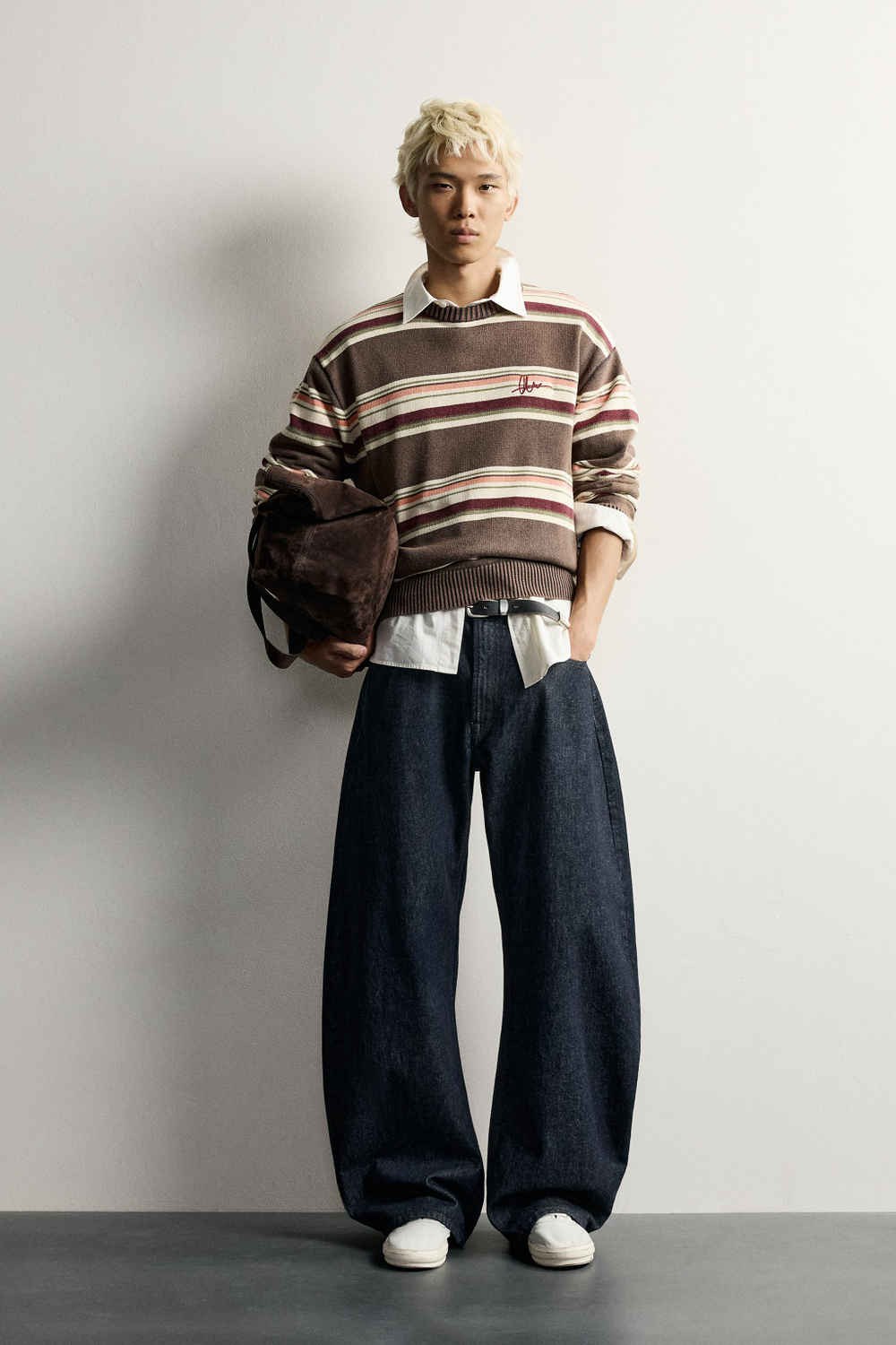 ЖАККАРДОВЫЙ СВИТЕР В ПОЛОСКУ С ВЫШИВКОЙ — ZARA