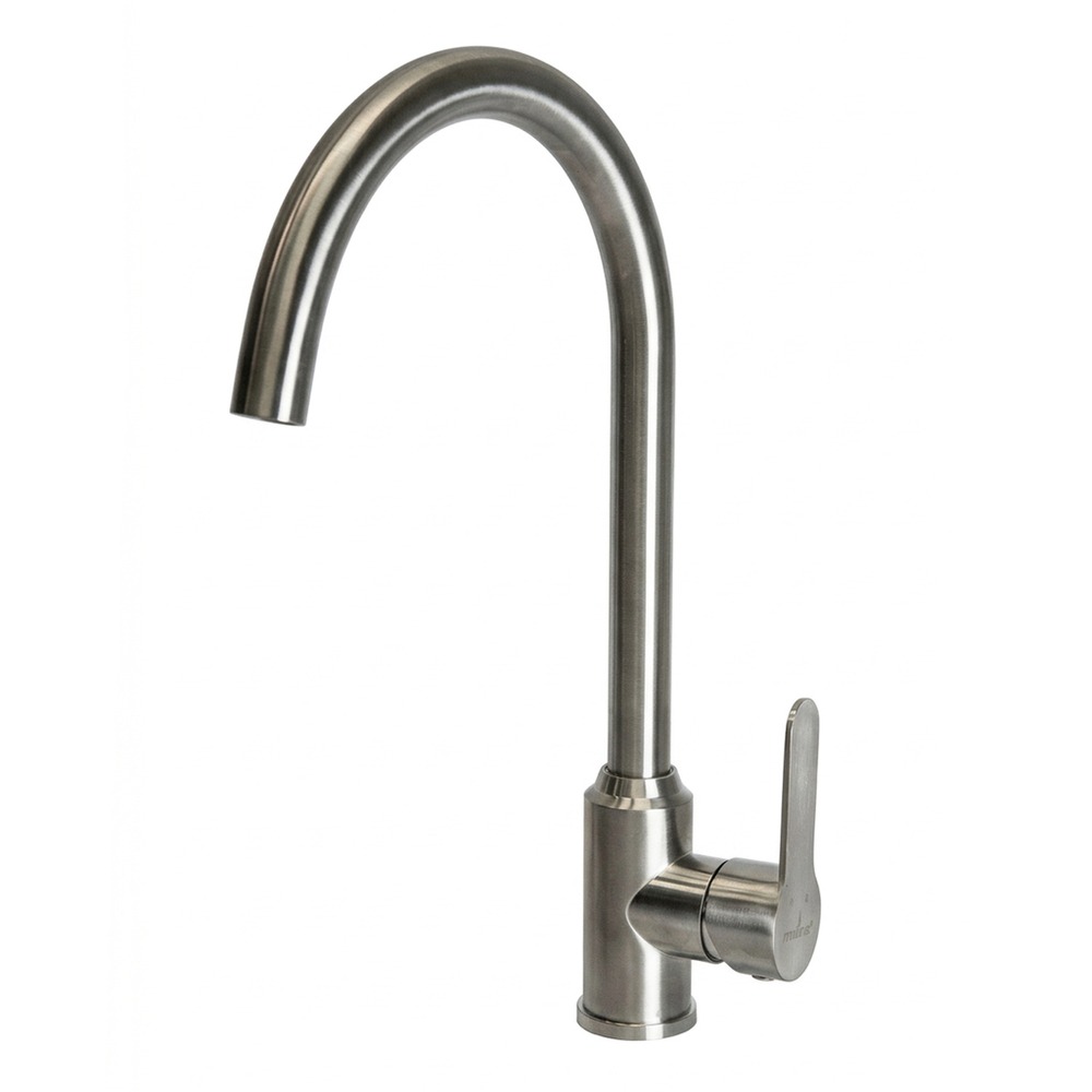 Смеситель для кухни 35k MIXLINE МЛНС-0405 (MLSS-0405) трубчатый излив, п/гайку САТИН