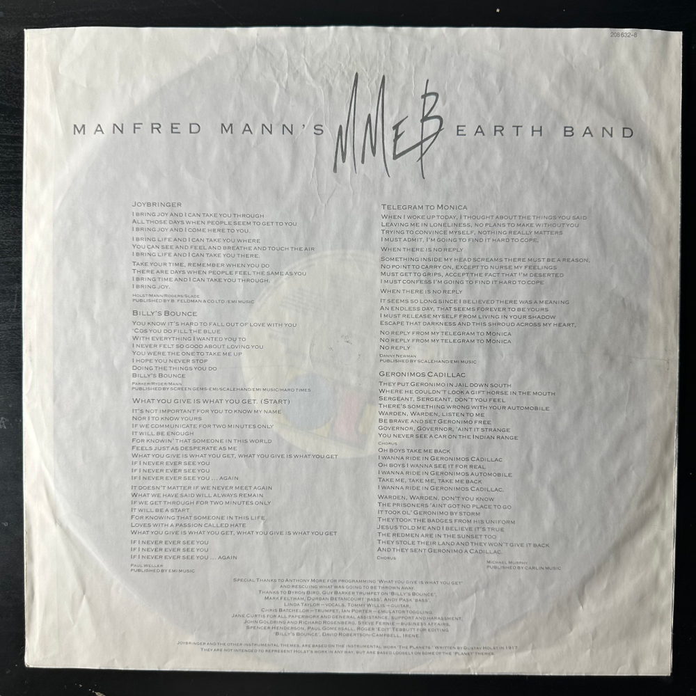Manfred Mann's Earth Band - Masque (Германия 1987г.)