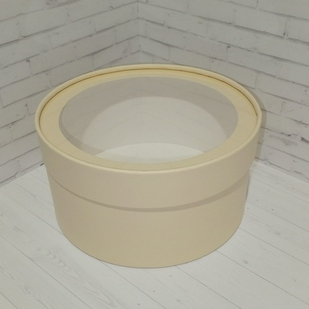 Коробка ШАЙБА с ПЭТ-крышкой 18*10 СЛИВОЧНЫЙ
