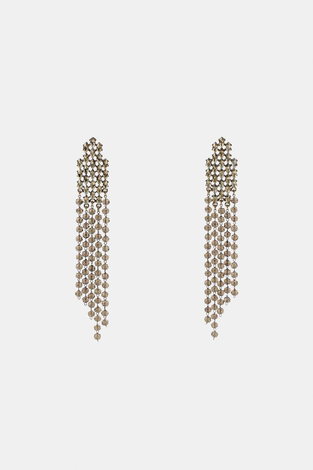 ZARA ДЛИННЫЕ СЕРЬГИ СО СТРАЗАМИ, СЕРЕБРИСТЫЙ