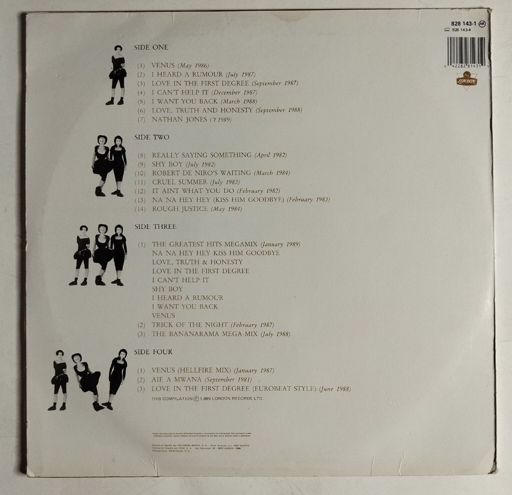 Винтажная виниловая пластинка LP Bananarama The Greatest Hits Collection (Edicion Especial 2 LP) (Spain 1988)