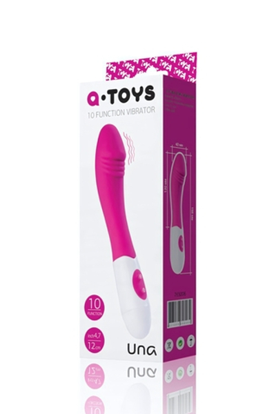 Силиконовый G-вибратор A-Toys (10 режимов) (Цвет: розовый с белым)