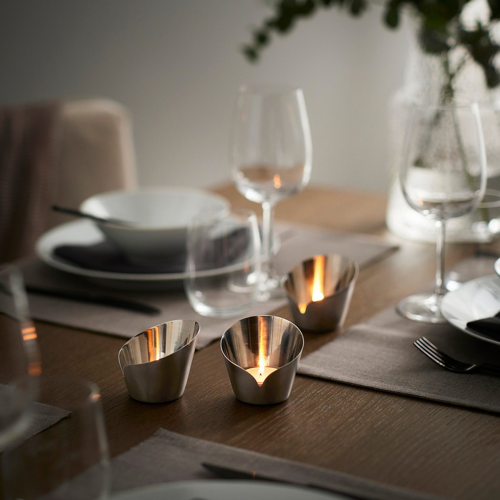 IKEA PRAKTAND  (ИКЕА ПРАКТАНД)  -  Подсвечник для чайных свечей - нержавеющая сталь 7 см