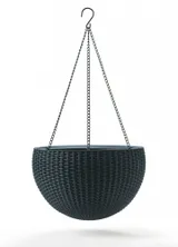 Подвесное кашпо под ротанг (Keter Rattan Hanging) графит — фото 1