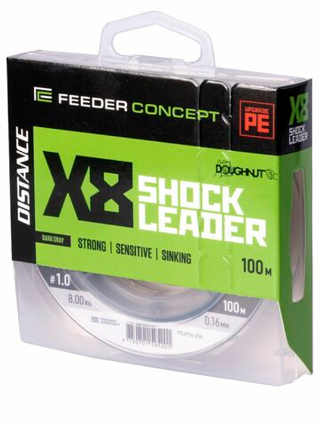 Шок-лидер плетёный Feeder Concept Flat Method х8 SHOCK LEADER Dark Gray 100/016
