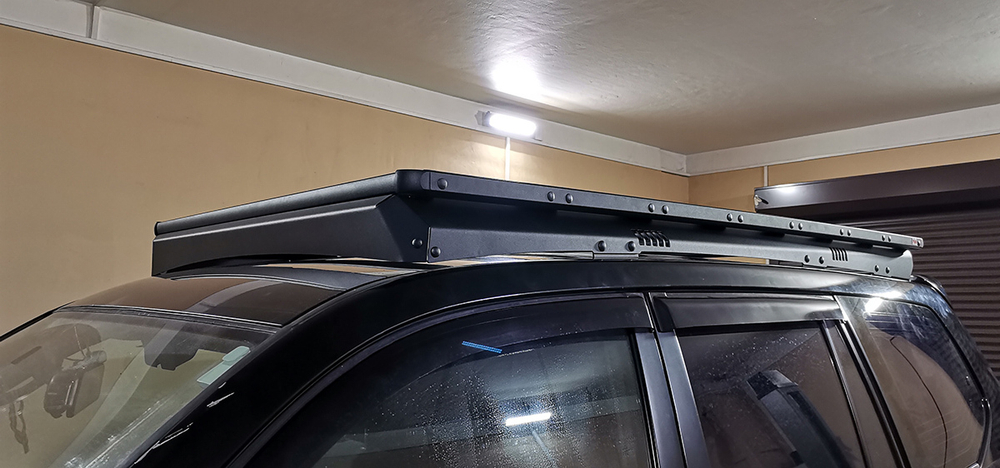 Багажник экспедиционный (платформа) алюминиевый 1150x2080 мм для Toyota Land Cruiser Prado 120 (с крепежом) РИФ