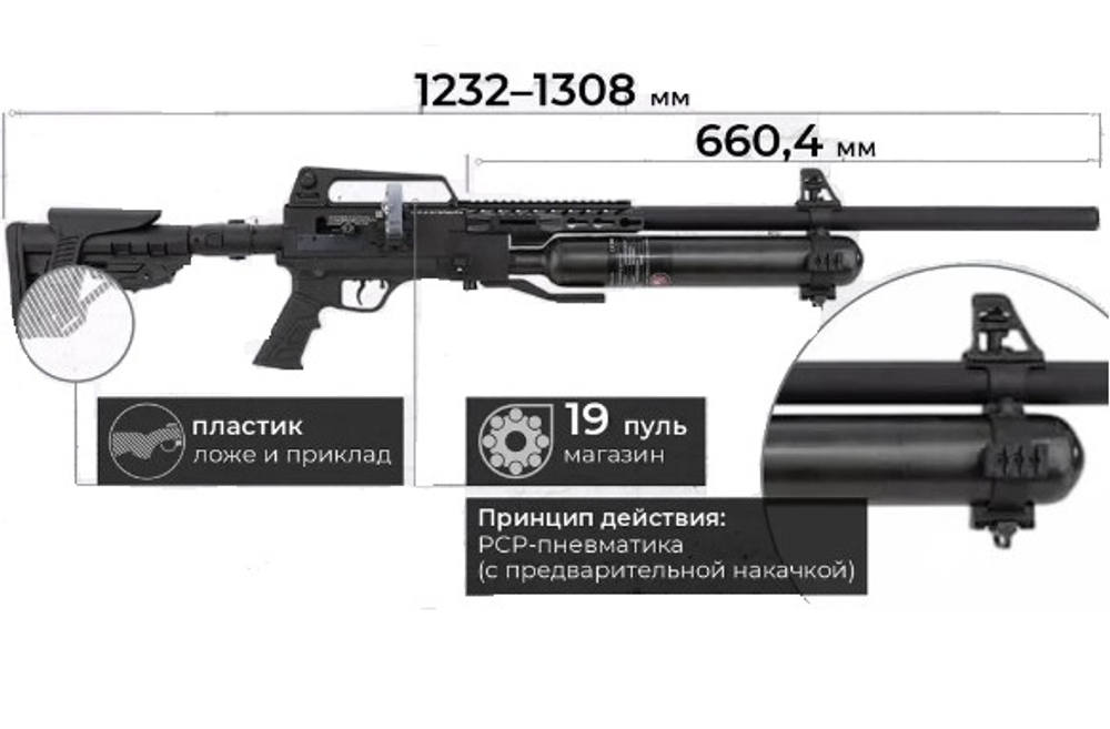 Винтовка пневматическая Hatsan Blitz 777 (PCP, автомат) 6,35 мм (3 дж)