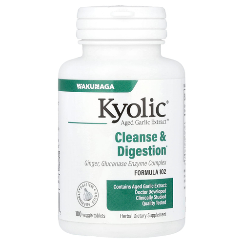 Kyolic, Aged Garlic Extract™, экстракт выдержанного чеснока, для очищения организма и улучшения пищеварения, формула 102, 100 растительных таблеток