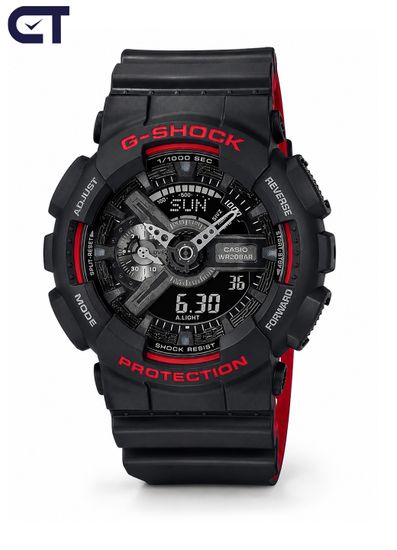 CASIO GA-110HR-1ADR G-SHOCK мужские наручные часы — контрастная чёрно-красная G-SHOCK с секундомером 1/1000 с