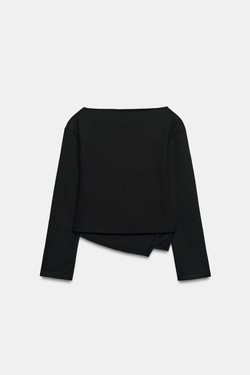 ZARA ТОП ИЗ МЯГКОЙ ТКАНИ С БРОШЬЮ, ЧЕРНЫЙ