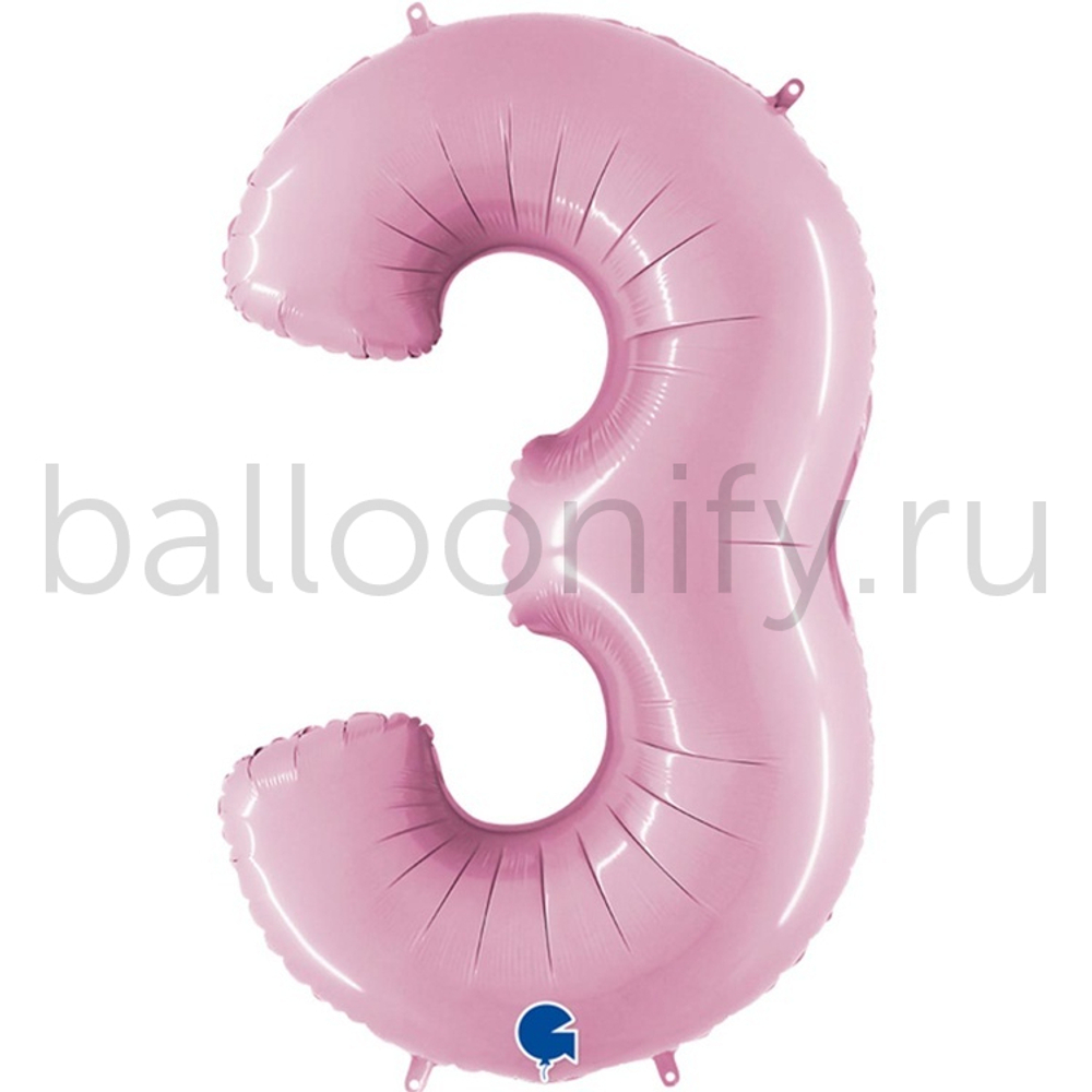 Шар ЦИФРА 3 Пастель Pink 40" 102 см